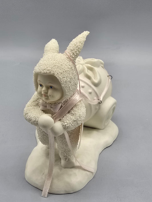 Department 56 Snowbunnies Figurine – Bunny Pulling Gift Sled (1994)