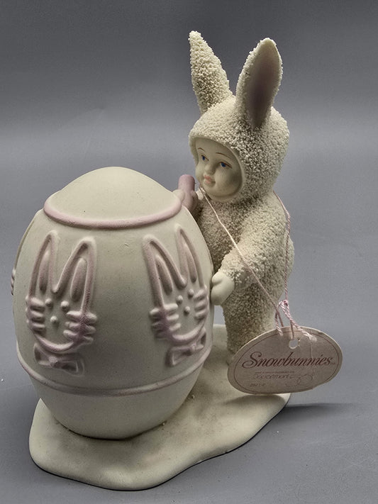 Department 56 Snowbunnies Figurine – Easter Bunny with Egg (1996 Limited Edition)