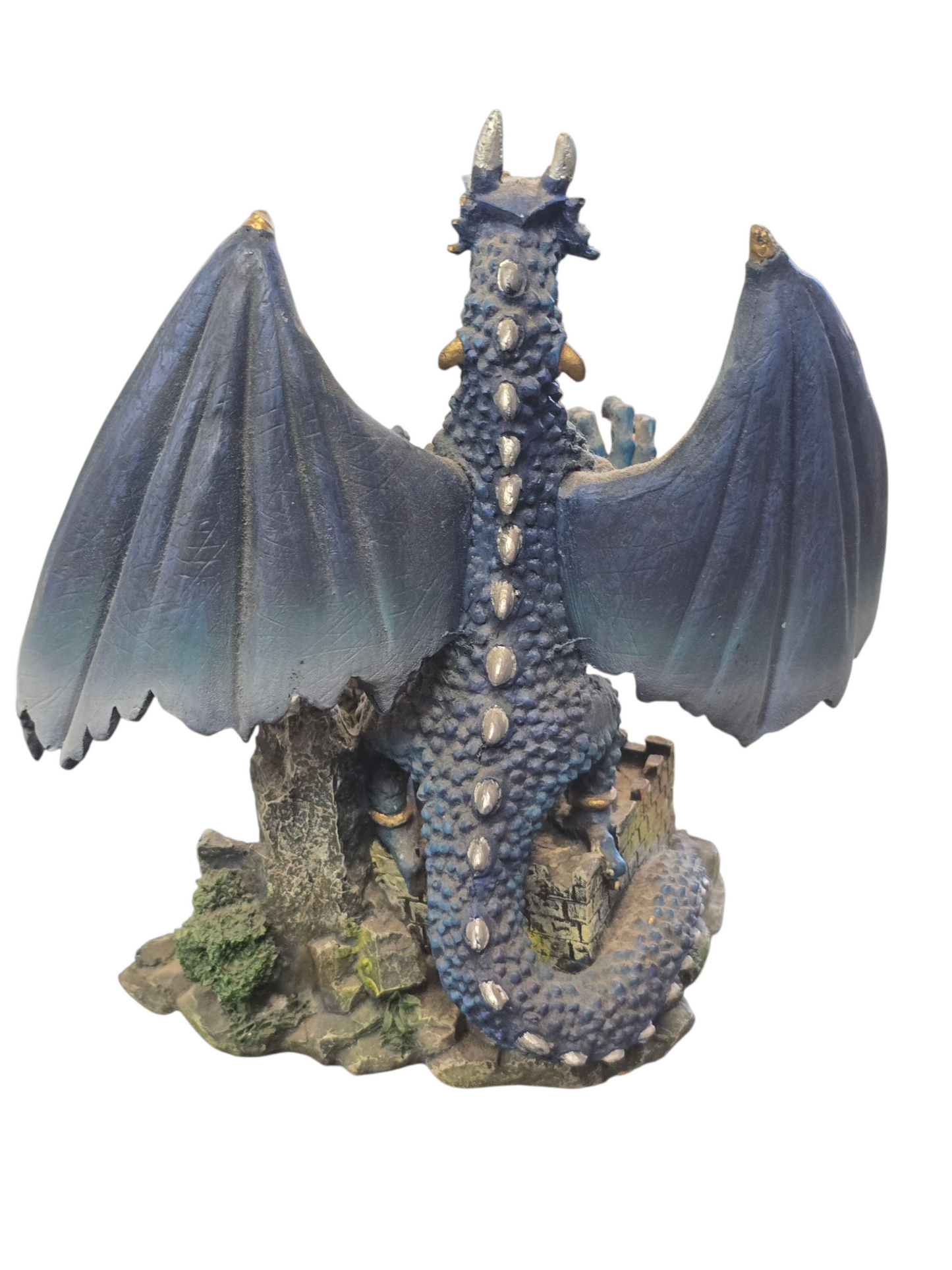 Fire-Breathing Dragon Figurine with Castle Base-Fantasy Collectible Statue