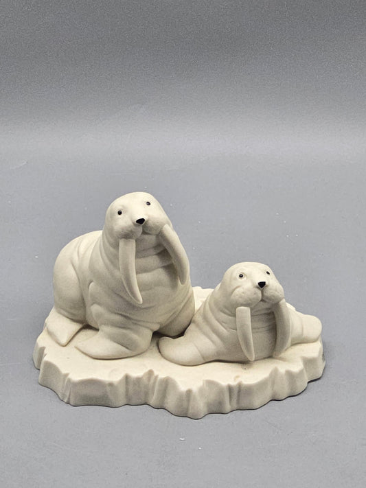 Vintage Department 56 Arctic Walrus Figurine – Mother & Baby on Iceberg